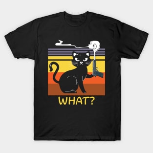 Cat What Black Cat Halloween T-Shirt